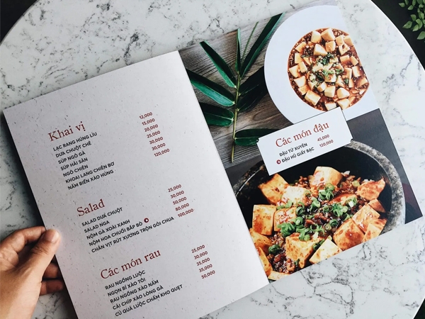 Menu bìa cứng mở phẳng